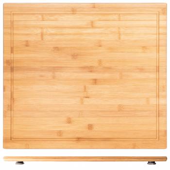 Herdabdeckplatte Schneidebrett Holz massiv (Bambus) - Perfekt als Herdabdeckung aus Holz | 56x50x4cm | Ideal auch als Nudelbrett, Tranchierbrett oder Backbrett | Hitzebeständig & Robust